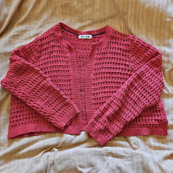 Boden Cropped Knit Cardigan Cherry Red - Picture 4 of 4